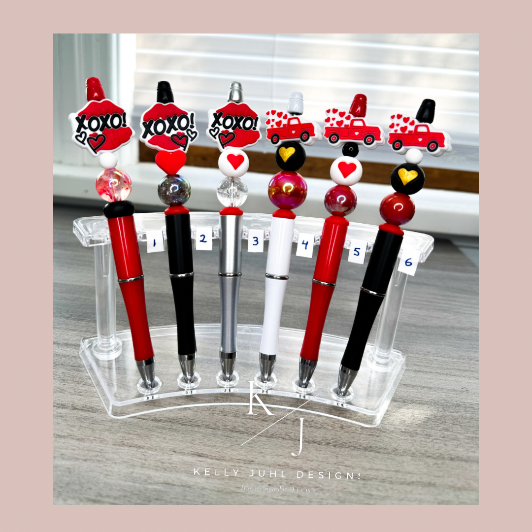 Valentines/hearts, trucks, xoxo, lips,love/ Beaded Pens